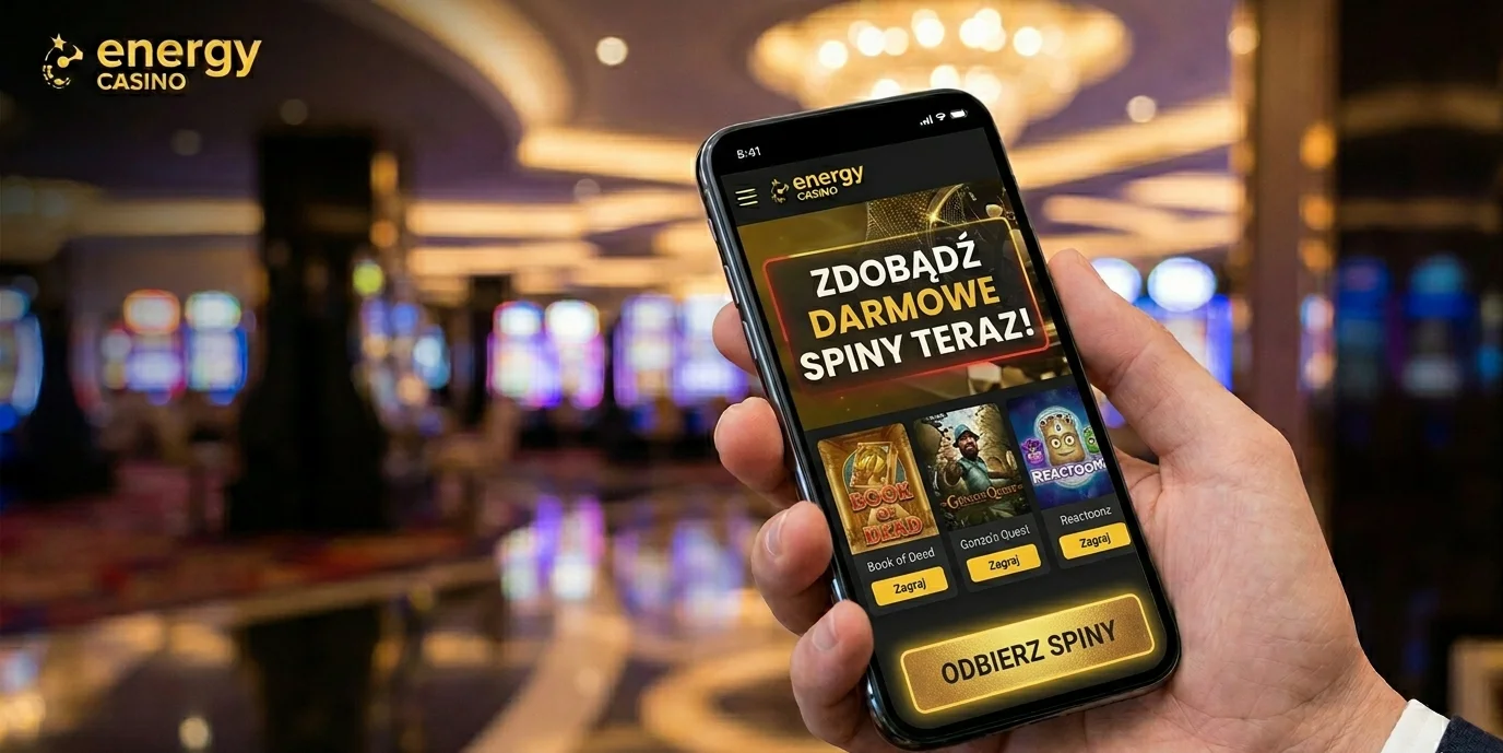 Energy Casino darmowe spiny — promocja na ekranie mobilnym